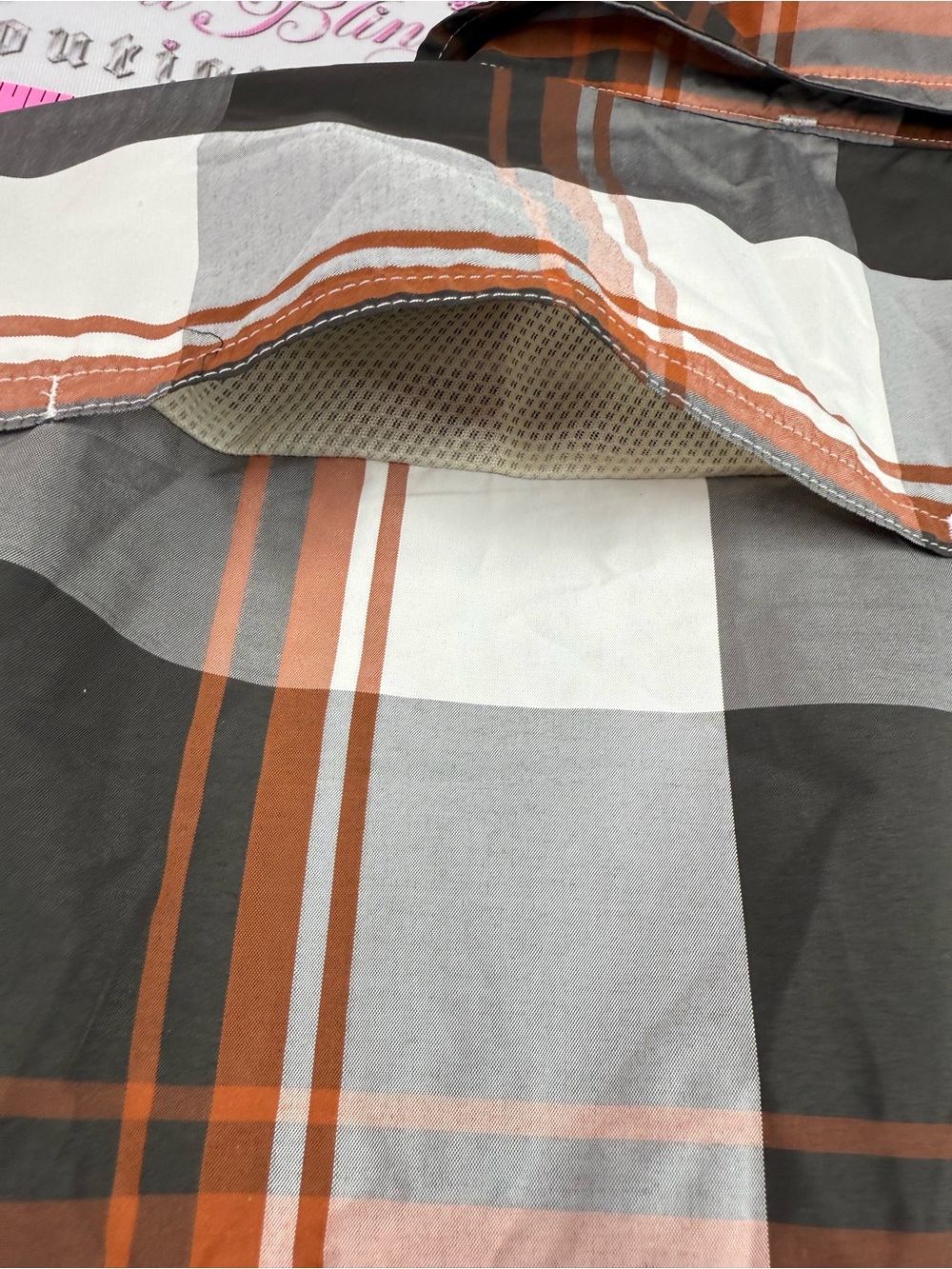 Eddie Bauer classic fit shirt top Plaid Button-Up Shirt in White, Gray & Brown - Picture 11 of 14